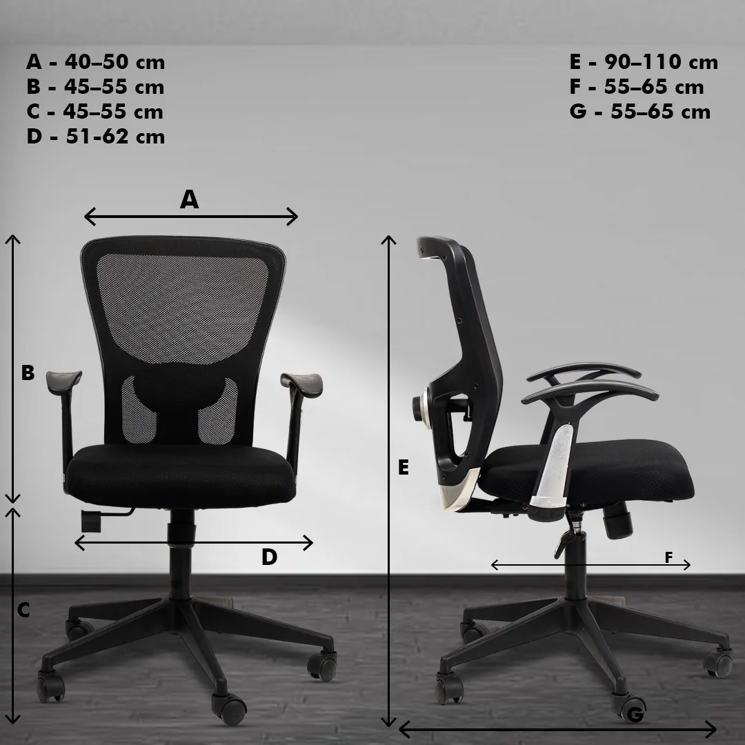 Golf Medium Back Ergonomic Workstation Chair with Synchro Tilting Mechanism, Hydraulic Height Adjustment, and Heavy Duty Wheels, Black Seat - Image 5