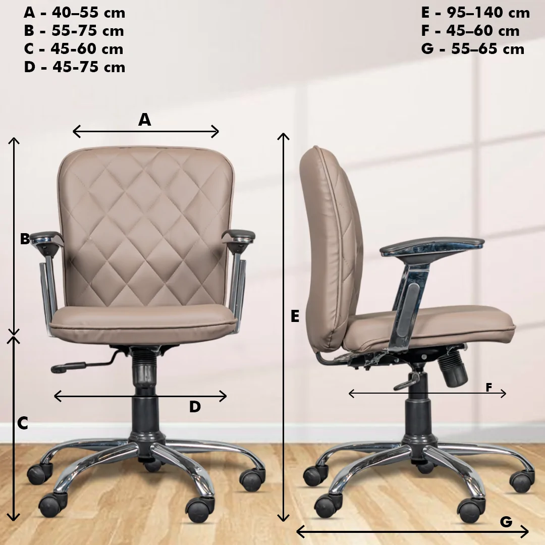 Ambar Lexus Low Back Ergonomic Boss Chair with Tilting Mechanism, Hydraulic Height Adjustment, Rexine Material & Heavy Duty Wheels, Beige Seat - Image 5