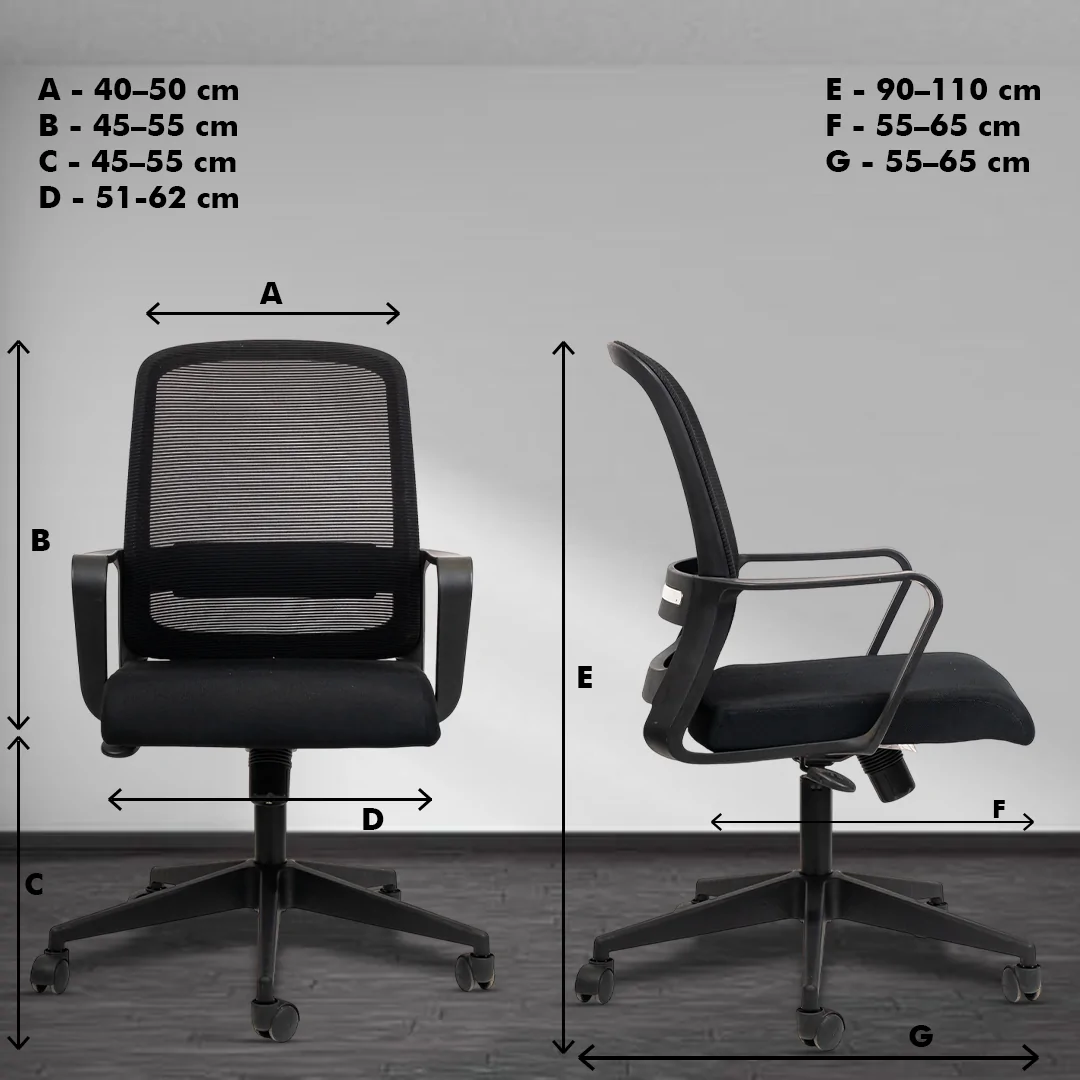 Colt Black Workstation Chair with Center Tilting Mechanism, Hydraulic Height Adjustment, and Heavy Duty Wheels, Black Seat - Image 5