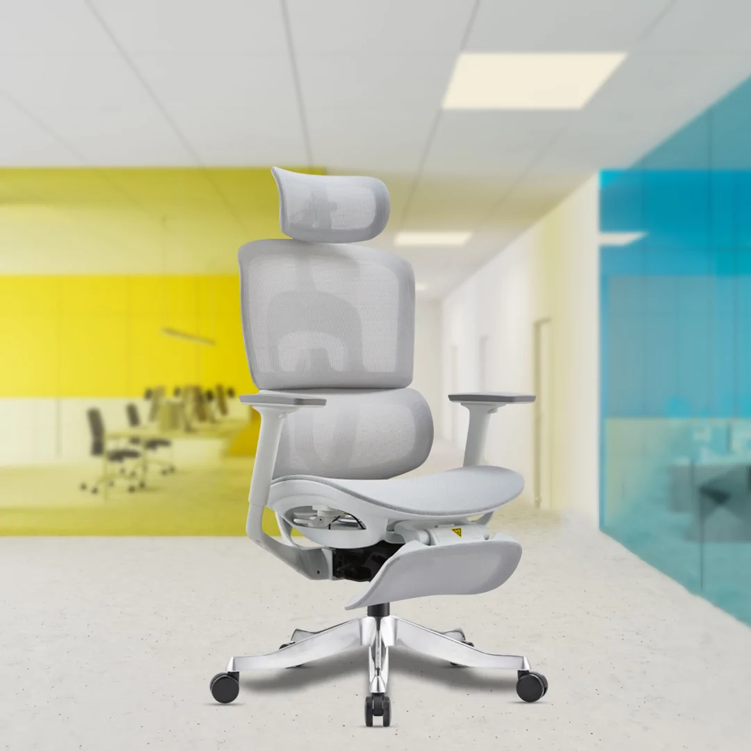 DESTINY High Back Luxury Chair with 3D Headrest, 4D Adjustable Armrests, Self-Adjustable Lumbar Support, Multi-Position Knee Tilt Synchro Mechanism, Seat Slider, Extendable Footrest, Aluminium Die-Cast Base & Nylon Castors.