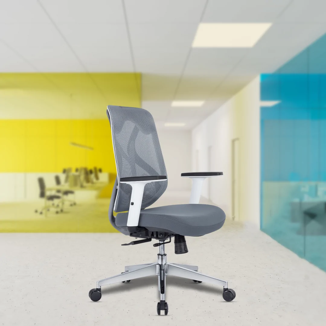 Ergon White Medium Back Luxury Chair with Adjustable Headrest, Fully Adjustable Backrest, Armrests & Seat Depth, Syncro Tilt Mechanism with Multi-Position Lock, Integrated Lumbar Support, 700mm Aluminium Die-Cast Base with 60mm Nylon Castors & Class 4 Gas Lift.