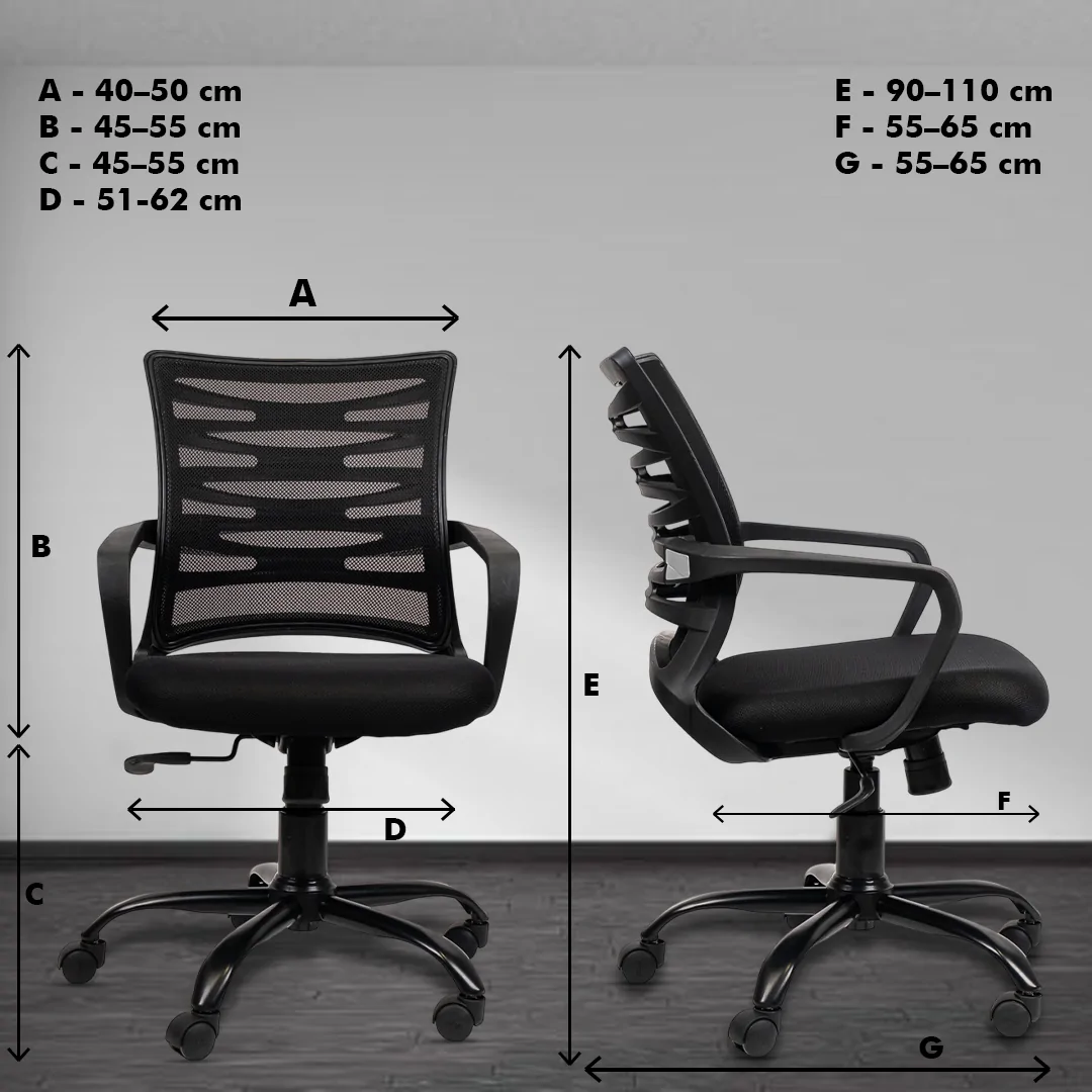 Krabee Workstation Chair with Center Tilting Mechanism, Hydraulic Height Adjustment, and Heavy Duty Wheels, Black Seat - Image 5