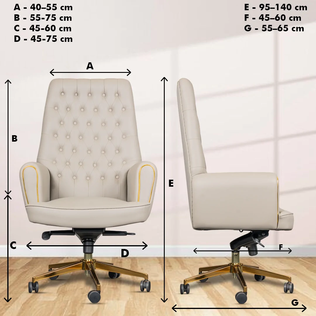 Legacy High Back Boss Chair with Center Tilting Mechanism, Hydraulic Height Adjustment, Rexine Material & Heavy Duty Wheels, Beige Seat - Image 5