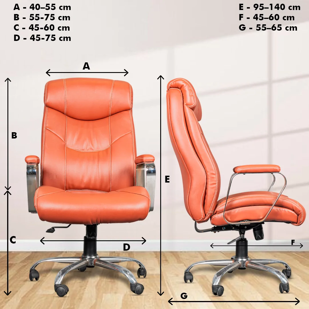 Montello High Back Ergonomic Boss Chair with Synchro Tilting Mechanism, Hydraulic Height Adjustment, Rexine Material & Heavy Duty Wheels, Tan Seat - Image 5