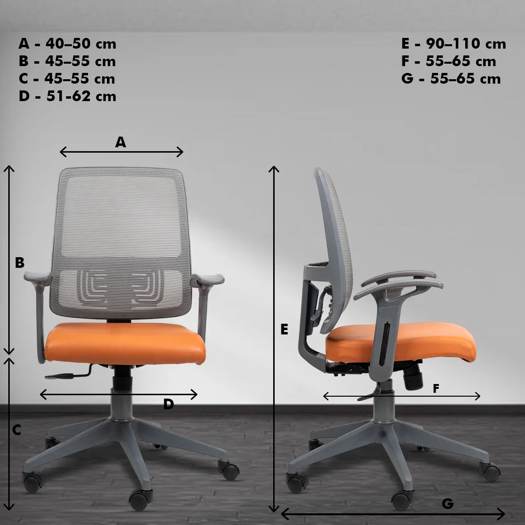 Polo Grey Medium Back Ergonomic Workstation Chair with Tilting Mechanism, Hydraulic Height Adjustment, and Heavy Duty Wheels, Tan Seat - Image 5