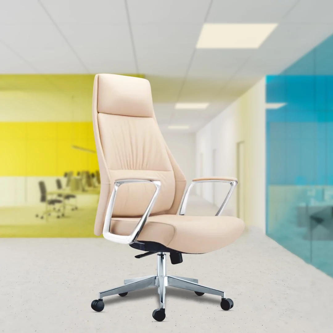 Stanley High Back Luxury Chair with Finest Composite Leather, Synchro-Tilt Mechanism with Multi-Position Lock, Chrome-Plated Aluminium Die-Cast Armrests with Cushion Pad, 700mm Aluminium Die-Cast Base with 60mm Nylon Castors & Class 4 Gas Lift.