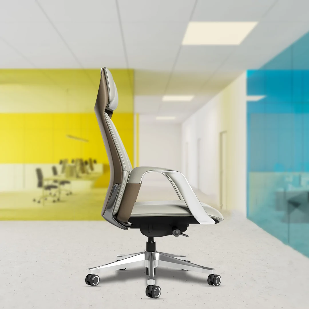 Bentley Leather High Back Luxury Chair with Fixed Armrests, Premium Leather Upholstery, Knee Tilt Synchro Mechanism, Multi-Position Lock, Aluminium Die-Cast Base, and Class 4 Gas Lift - Image 2