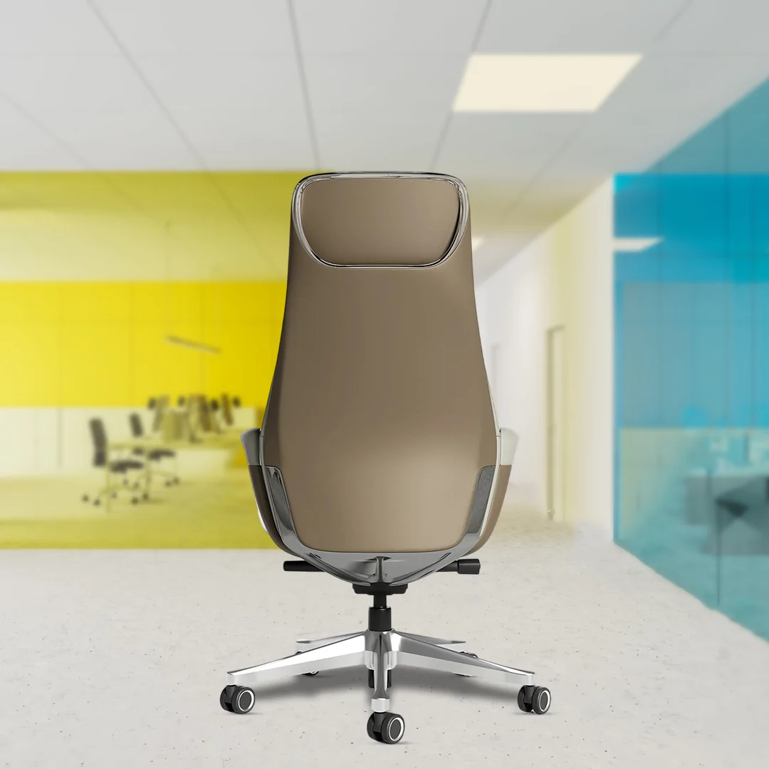 Bentley Leather High Back Luxury Chair with Fixed Armrests, Premium Leather Upholstery, Knee Tilt Synchro Mechanism, Multi-Position Lock, Aluminium Die-Cast Base, and Class 4 Gas Lift - Image 3