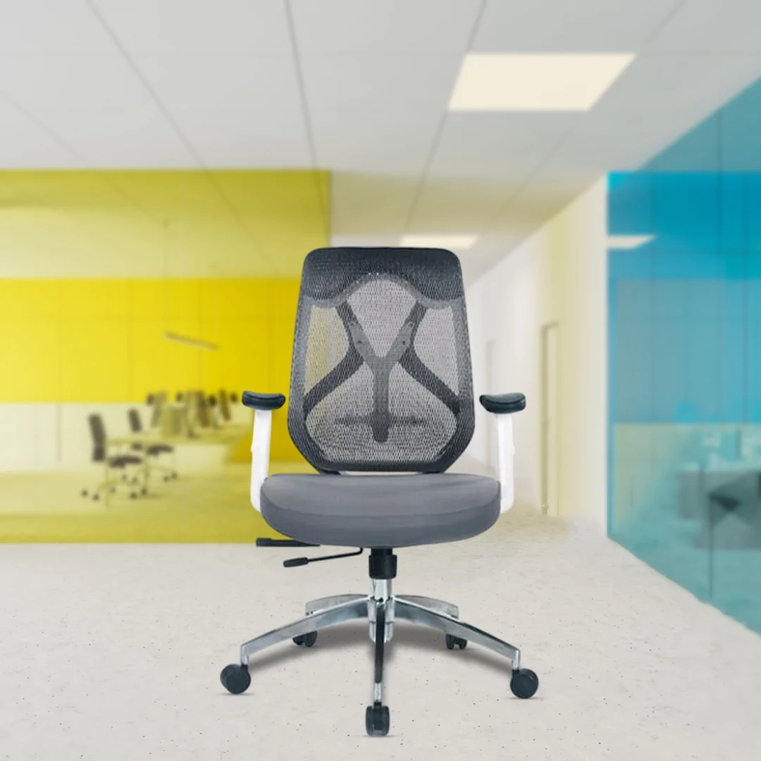 Ergon White Medium Back Luxury Chair with Adjustable Headrest, Fully Adjustable Backrest, Armrests & Seat Depth, Syncro Tilt Mechanism with Multi-Position Lock, Integrated Lumbar Support, 700mm Aluminium Die-Cast Base with 60mm Nylon Castors & Class 4 Gas Lift. - Image 2