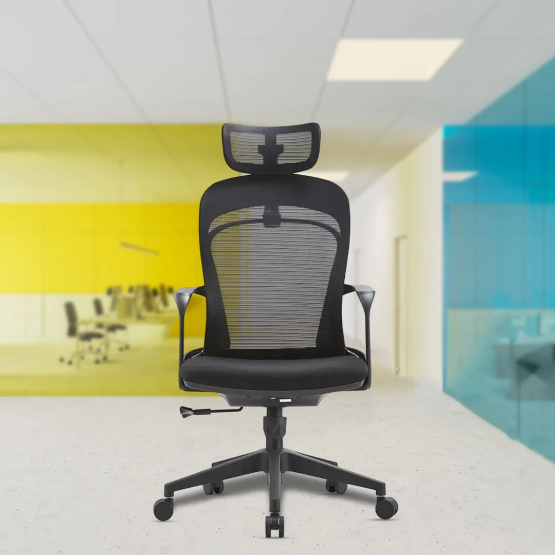 Omega High Back Luxury Ergonomic Chair with Fixed Lumbar Support, Center Tilt Mechanism, Single Position Lock, Chrome Base, Nylon Castors, and Class 4 Gas Lift. - Image 2