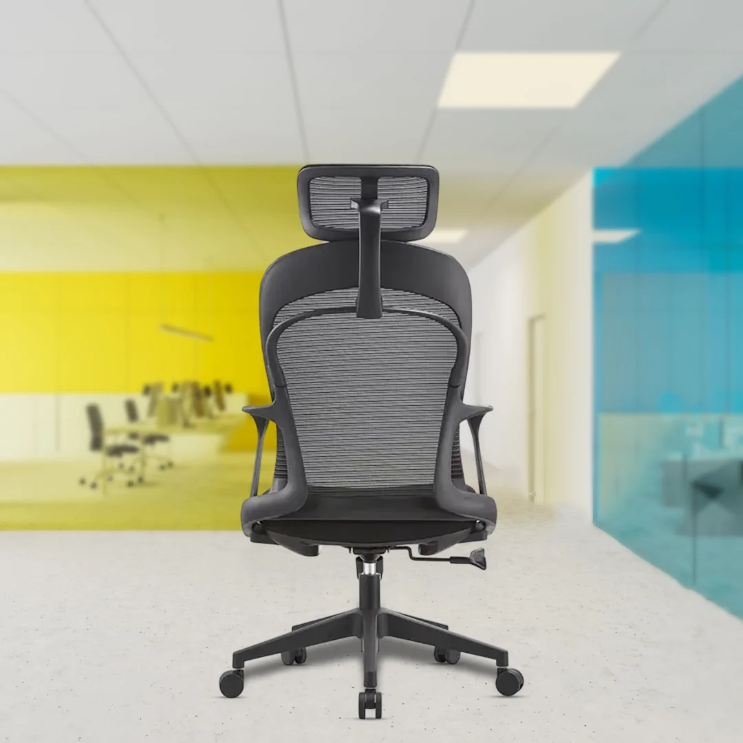 Omega High Back Luxury Ergonomic Chair with Fixed Lumbar Support, Center Tilt Mechanism, Single Position Lock, Chrome Base, Nylon Castors, and Class 4 Gas Lift. - Image 3