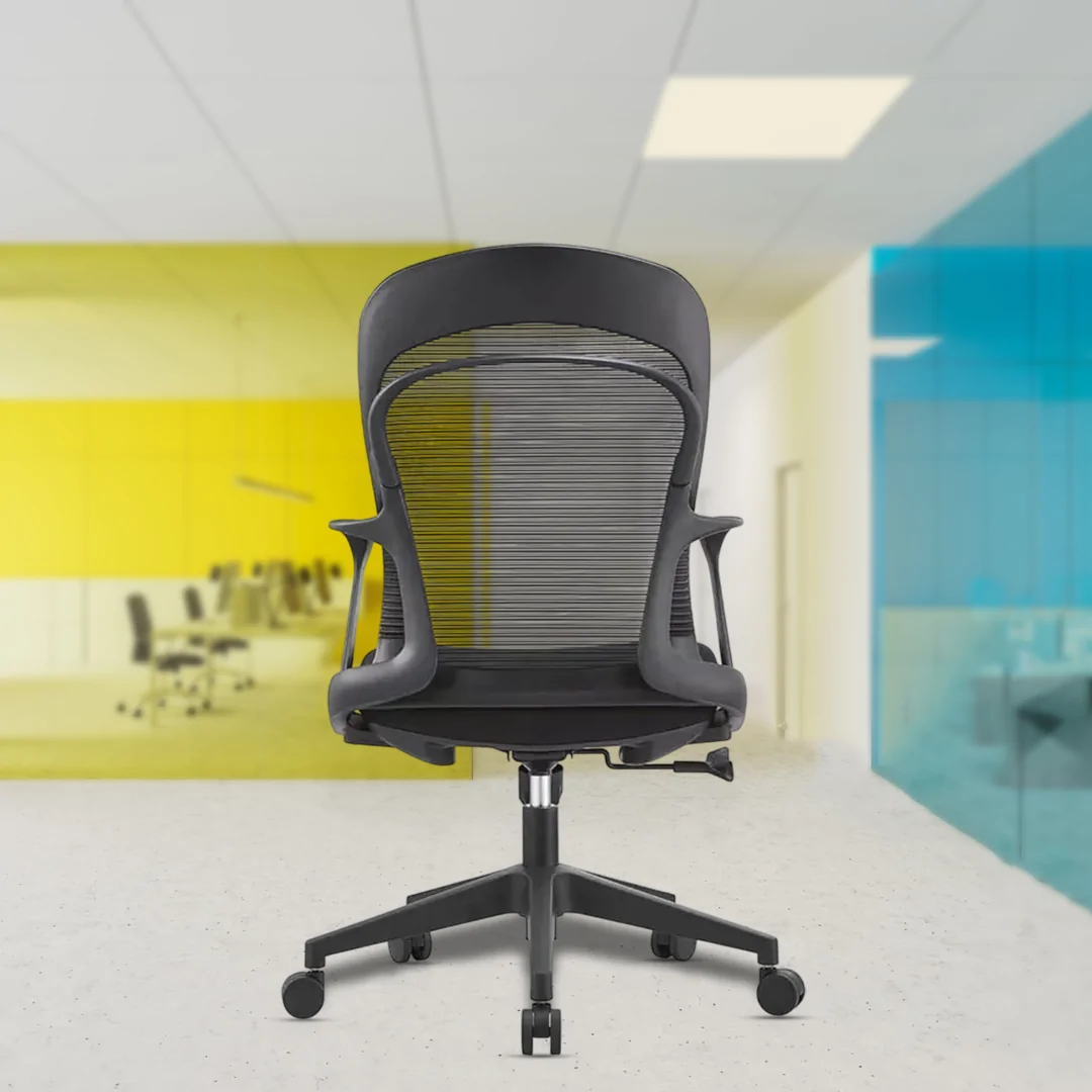 Omega Medium Back Luxury Ergonomic Chair with Fixed Lumbar Support, Center Tilt Mechanism, Single Position Lock, Chrome Base, Nylon Castors, and Class 4 Gas Lift. - Image 2